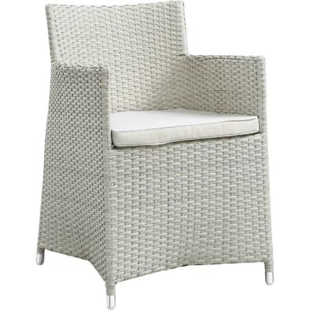 PRIMEWIR Junction Outdoor Patio Armchair in Gray with White Cushion EEI-1505-GRY-WHI